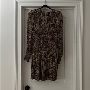 Leopard print elastic waist dress